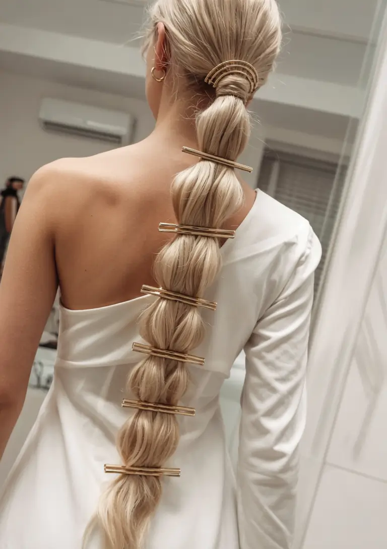 Ponytail Hairstyles - Chic Summer 2025+Architectural Elegance with Bubble Bands