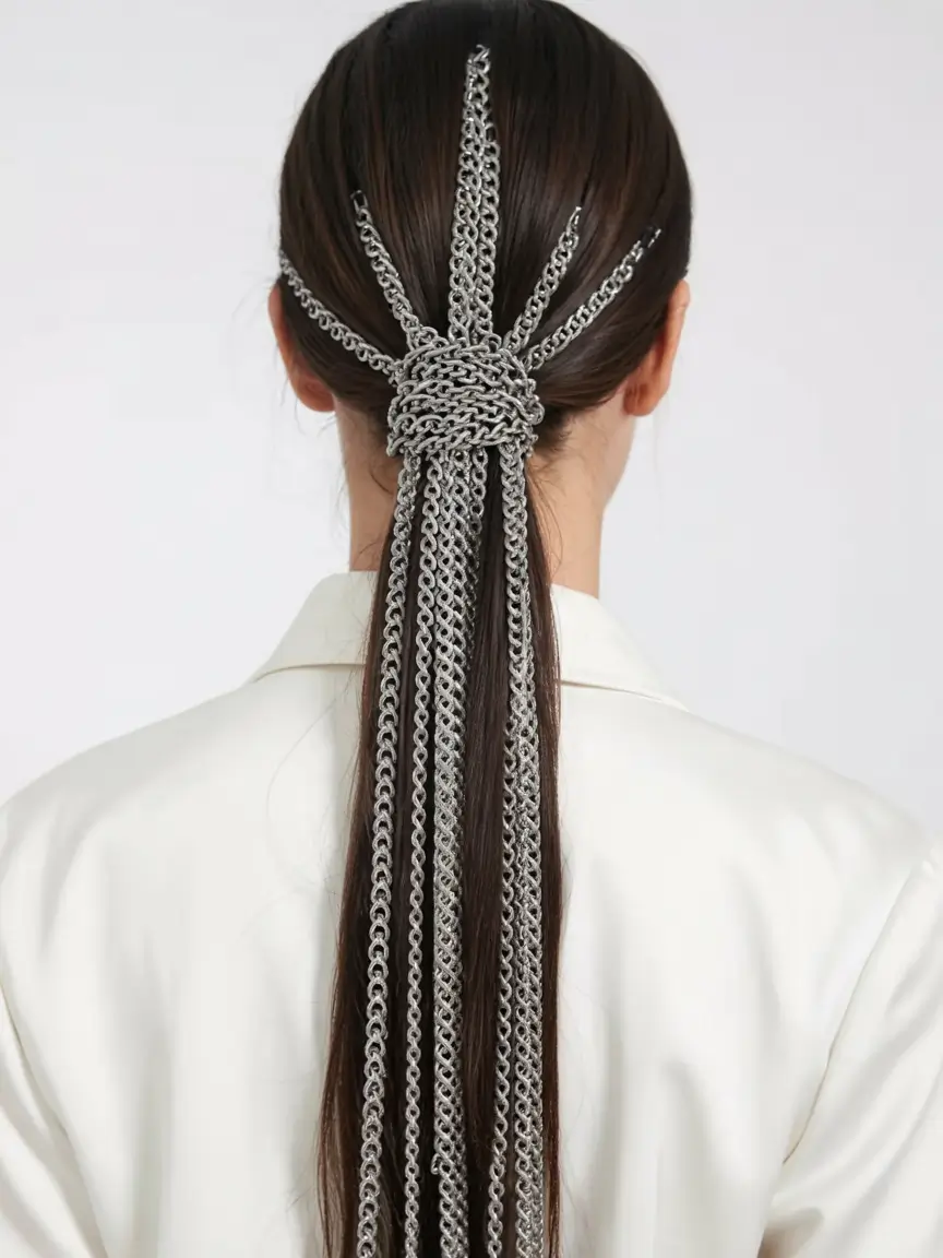 Ponytail Hairstyles - Chic Summer 2025+Chain-Linked Statement Ponytail