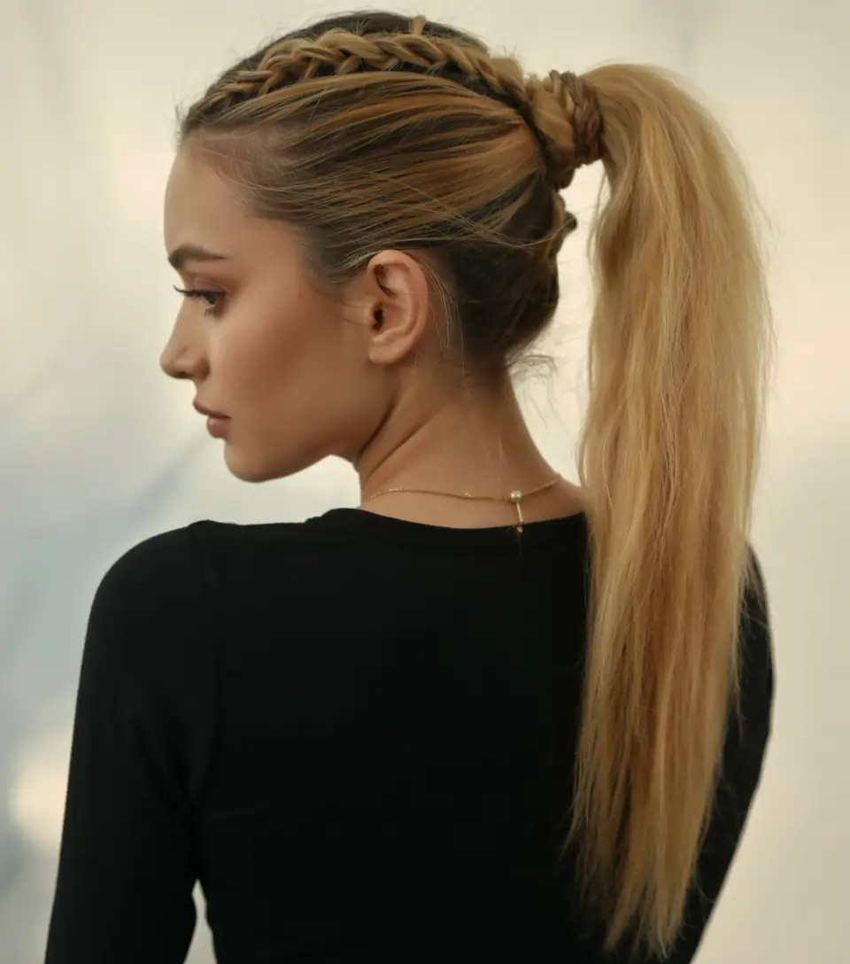 Ponytail Hairstyles - Chic Summer 2025+Statement Crown Braid Pony