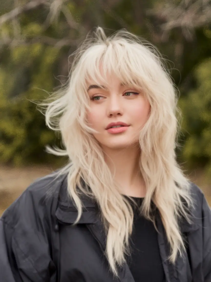 Summer 2025 Bangs Haircuts - Curtain Fringe Ideas Choppy Platinum Curtain Bangs for the Bold