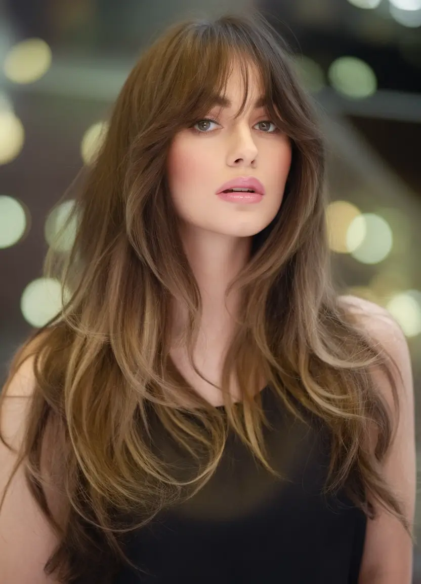 Summer 2025 Bangs Haircuts - Curtain Fringe Ideas Classic Curtain Bangs with Chocolate Volume