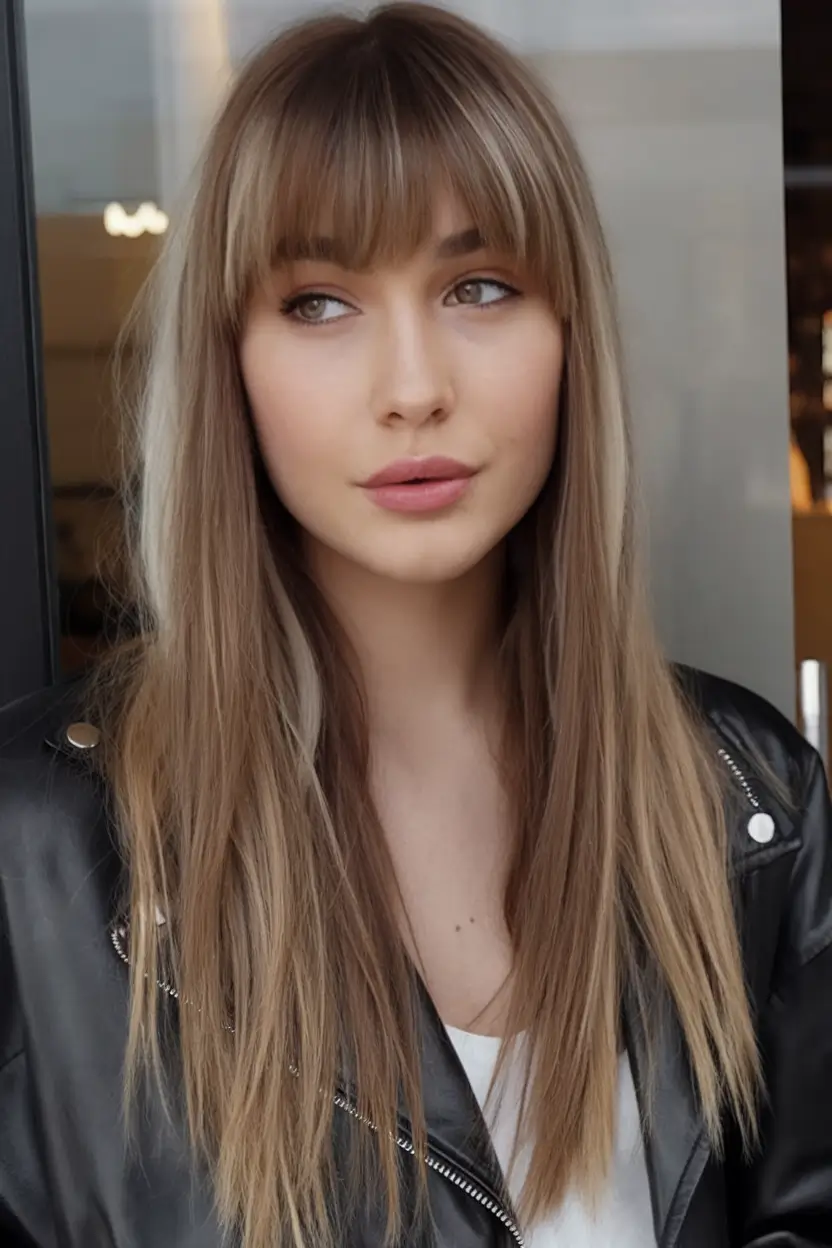 Summer 2025 Bangs Haircuts - Curtain Fringe Ideas Long Straight Hair with Soft Front Bangs