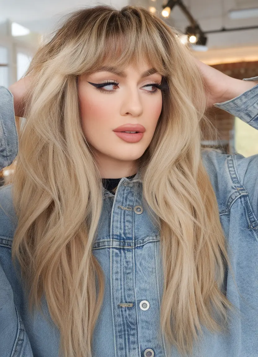 Summer 2025 Bangs Haircuts - Curtain Fringe Ideas Big, Voluminous Layers with Wispy Curtain Bangs
