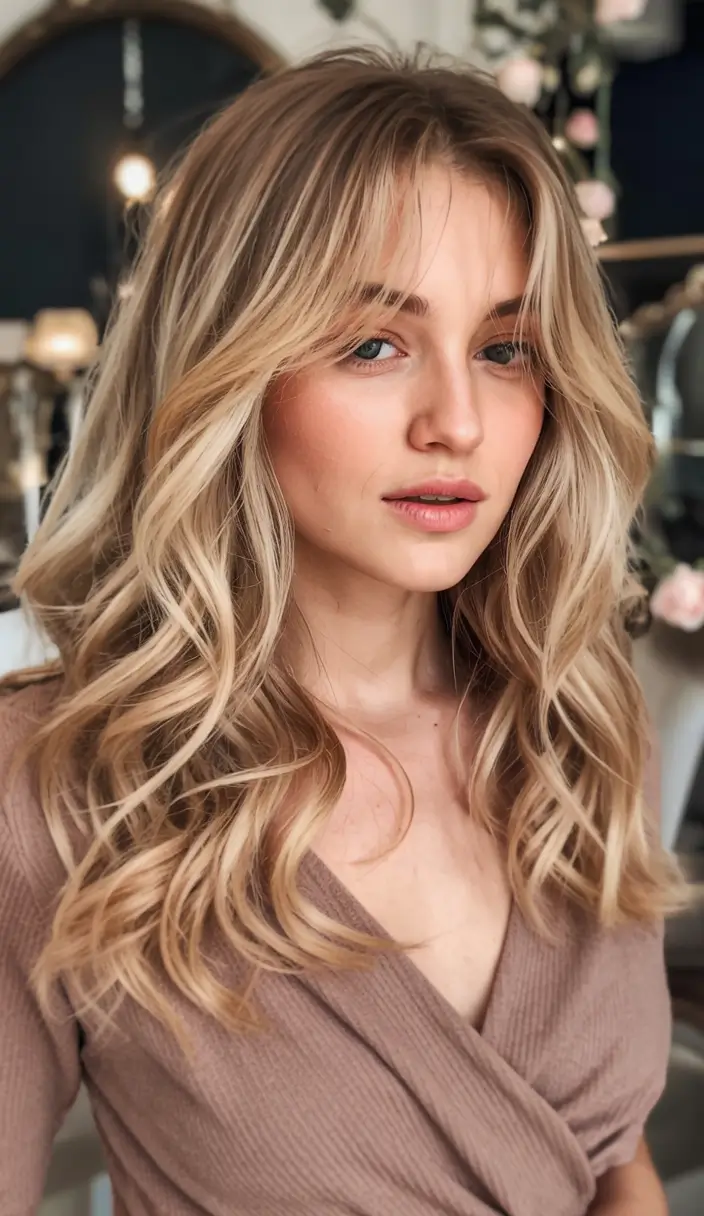 Summer 2025 Bangs Haircuts - Curtain Fringe Ideas Soft Romantic Curls with Floating Curtain Bangs