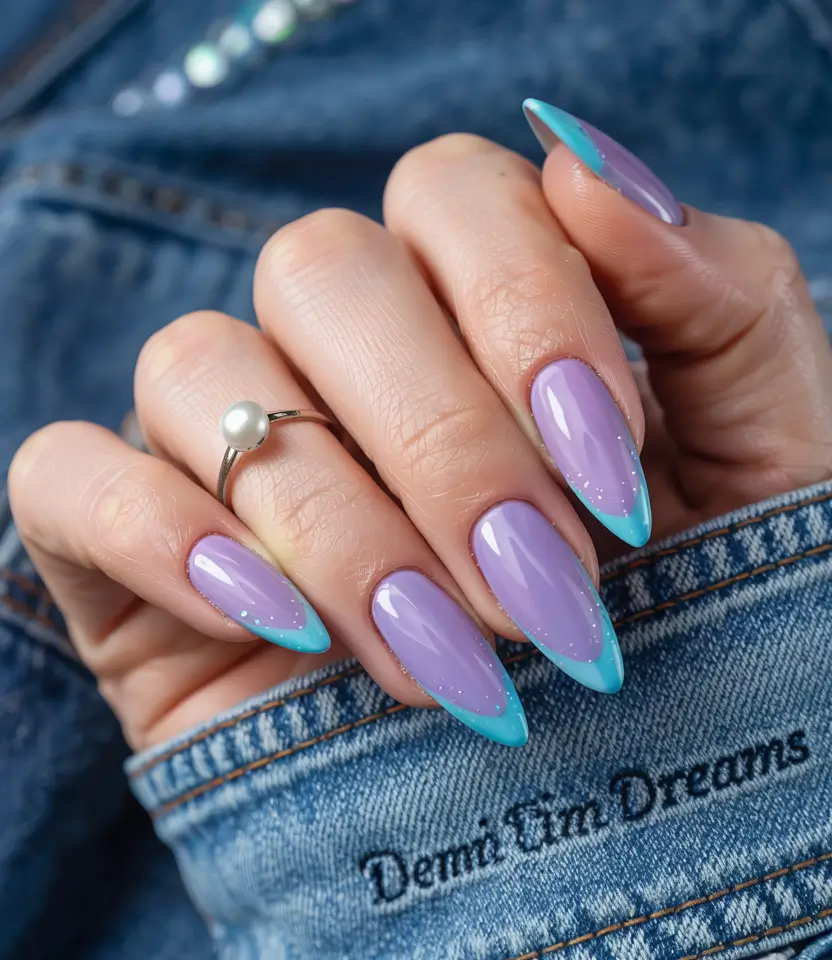 summer acrylic nail ideas 2025 Violet Tips with a Splash of Ice