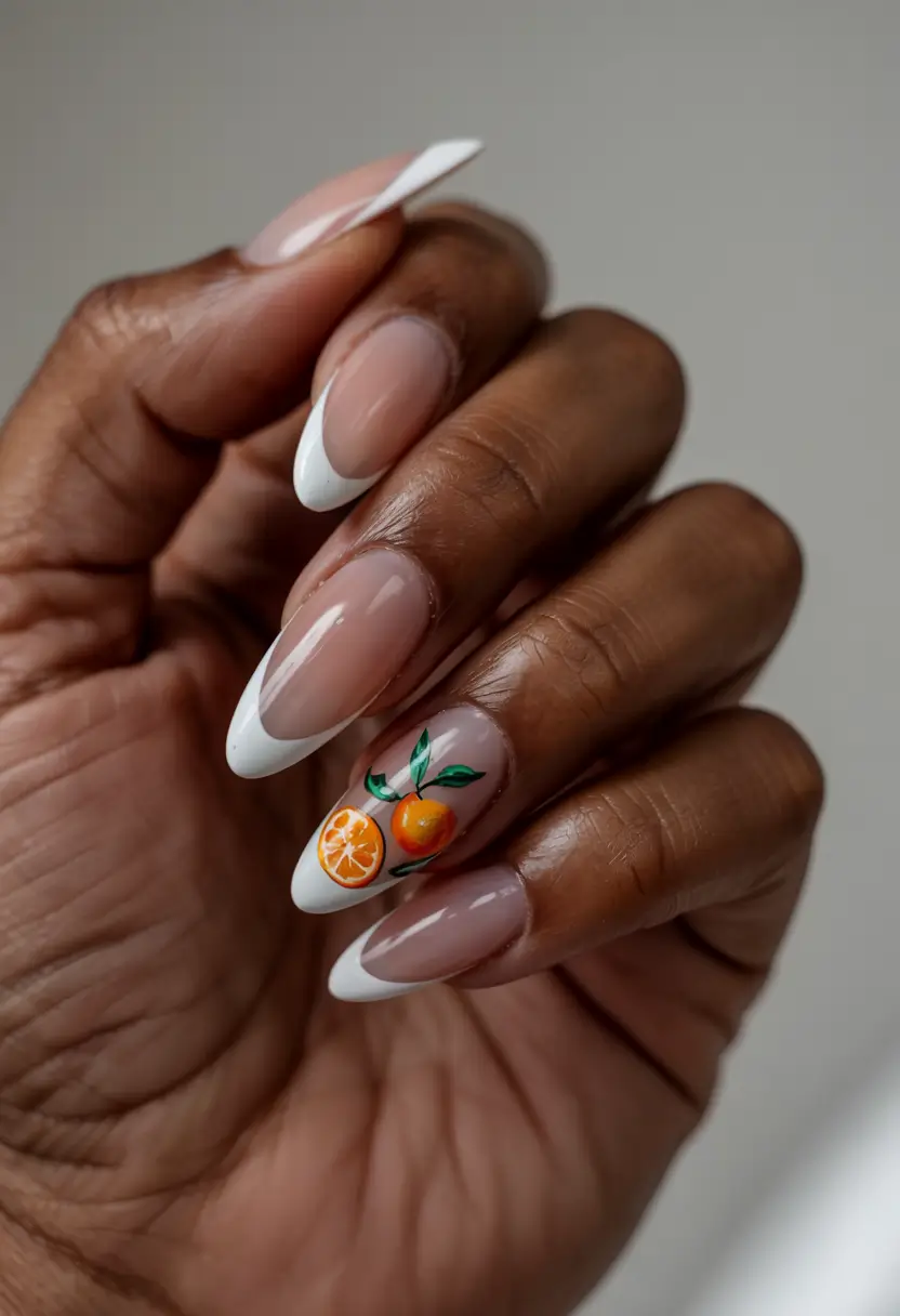 summer acrylic nail ideas 2025 French Twist Citrus