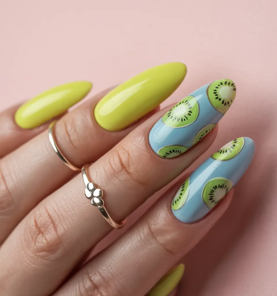 summer acrylic nail ideas 2025 Kiwi Pop Realness