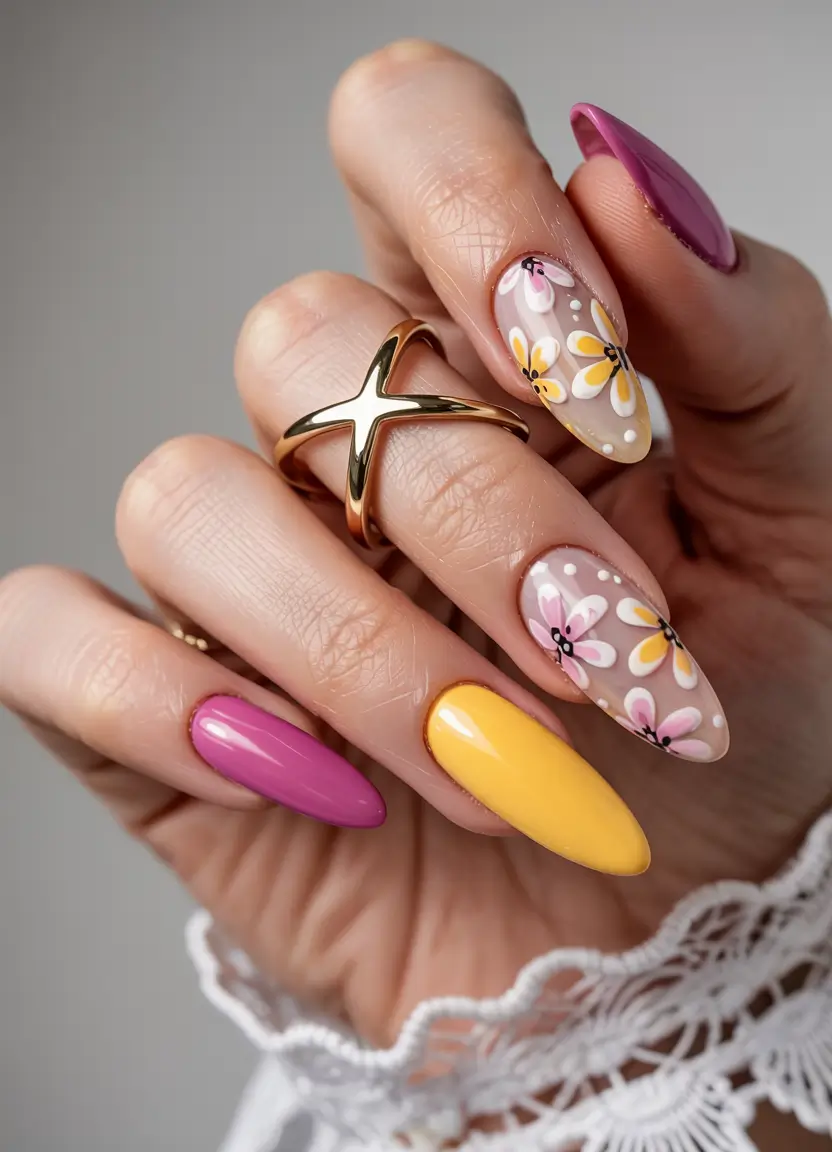 summer acrylic nail ideas 2025 Garden Party Joy
