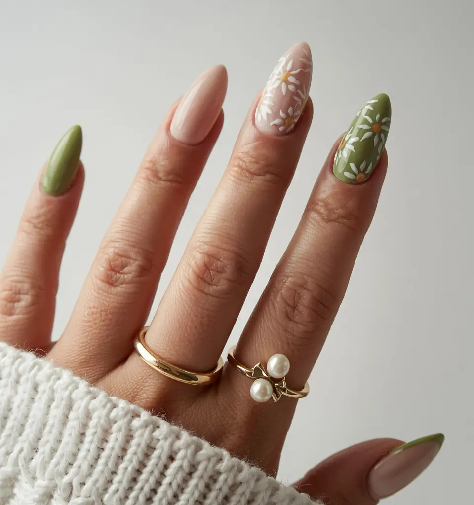 summer acrylic nail ideas 2025 Nature’s Chic Palette