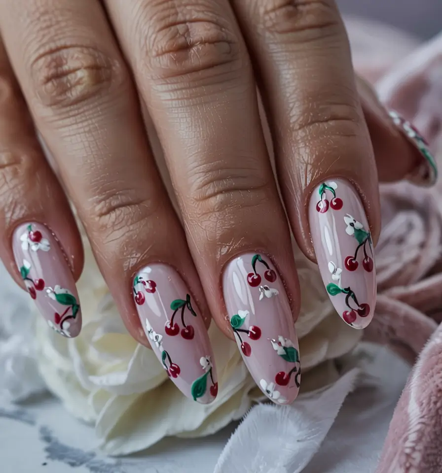 summer acrylic nail ideas 2025 Cherry Season Forever