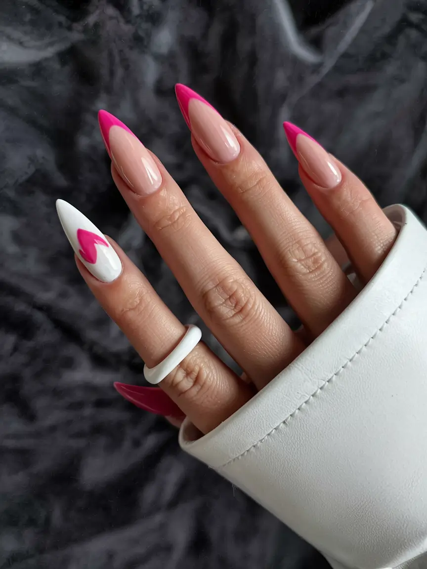 summer almonds nails ideas 2025 Graphic French Tip With a Twist