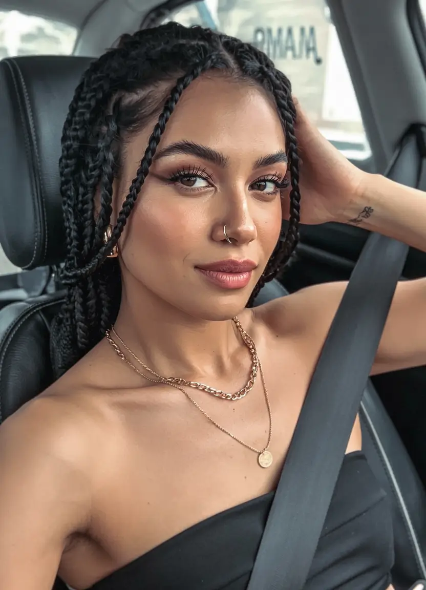 summer braids hairstyle ideas 2025 Shoulder-Grazing Knotless Braids with Face Fringe