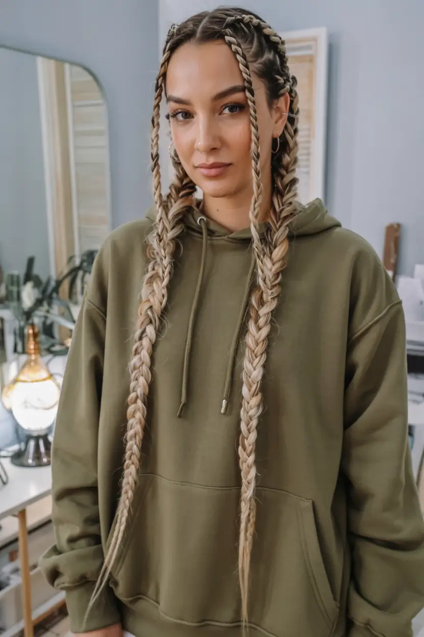 summer braids hairstyle ideas 2025 Blonde XL Braids with Boho Finish