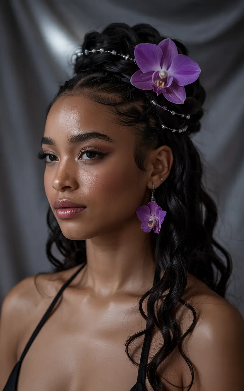 summer hairstyle black women 2025 Layered Braided Pony with Edge Precision