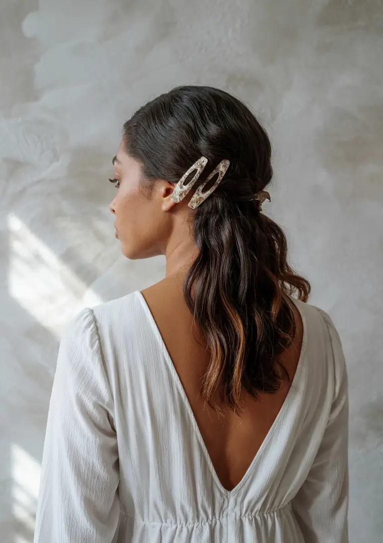 summer hairstyle black women 2025 Soft Waves with Sculptural Hair Clips