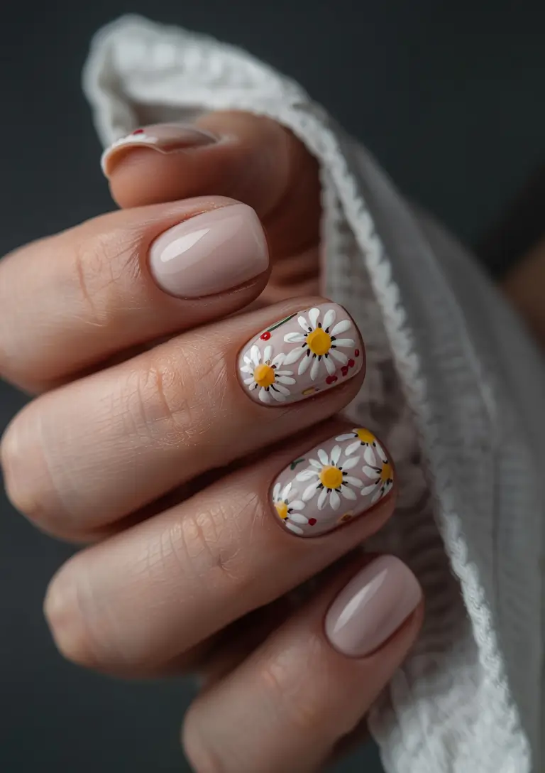 summer short nail ideas 2025 Wildflower Meadow Pop