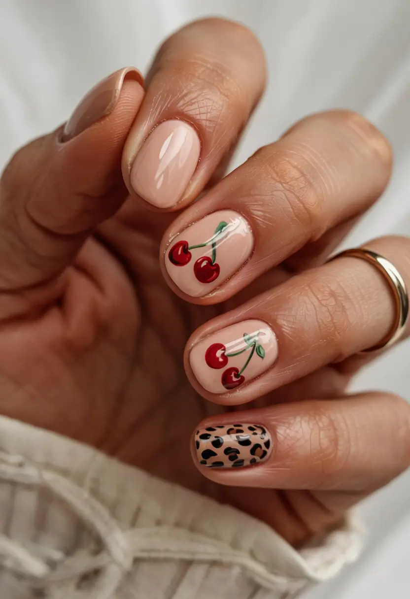 summer short nail ideas 2025 Sweet Cherries & Spotted Sass
