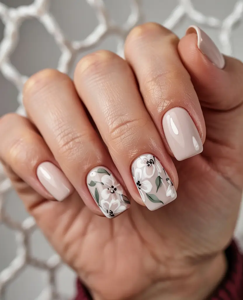 summer short nail ideas 2025 Understated Florals for Everyday Elegance