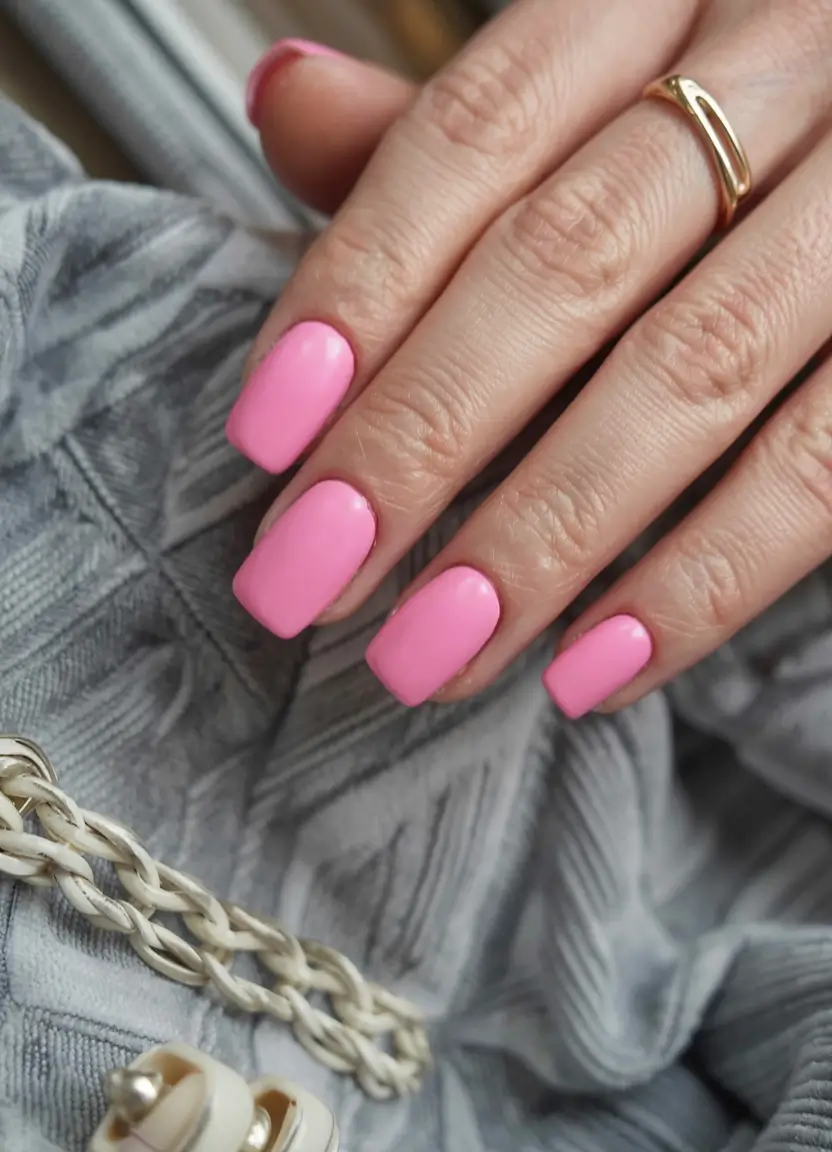 summer short nail ideas 2025 Pop Princess Pink
