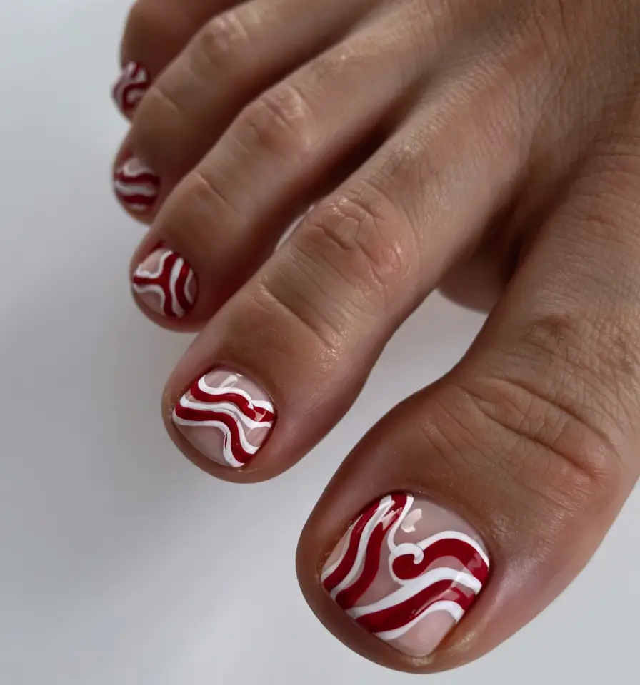 summer toe nail colors ideas 2025 Peppermint Swirl Pop Art