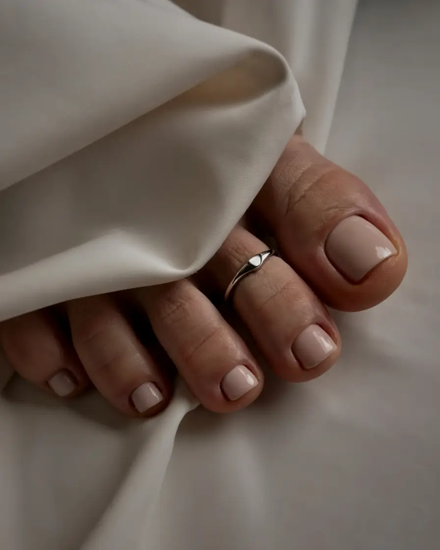 summer toe nail colors ideas 2025+Neutral Chic with a Hint of Silk