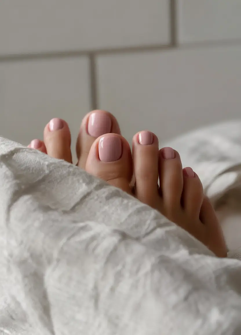 summer toe nails ideas 2025 Soft Pink Cloud