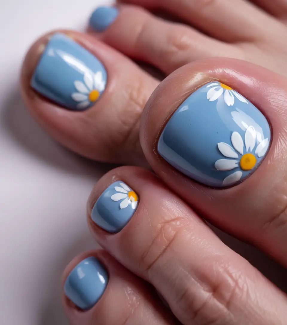 summer toe nails ideas 2025 Daisy Blue Skies
