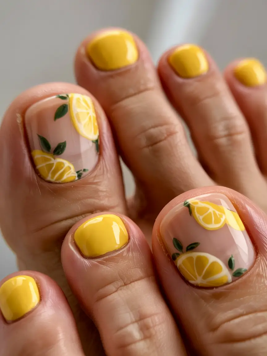 summer toe nails ideas 2025 Zesty Lemons for Juicy Summer Vibes