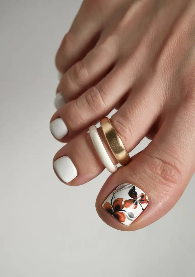 summer toe nails ideas 2025 Minimal Meets Botanical in Modern Florals