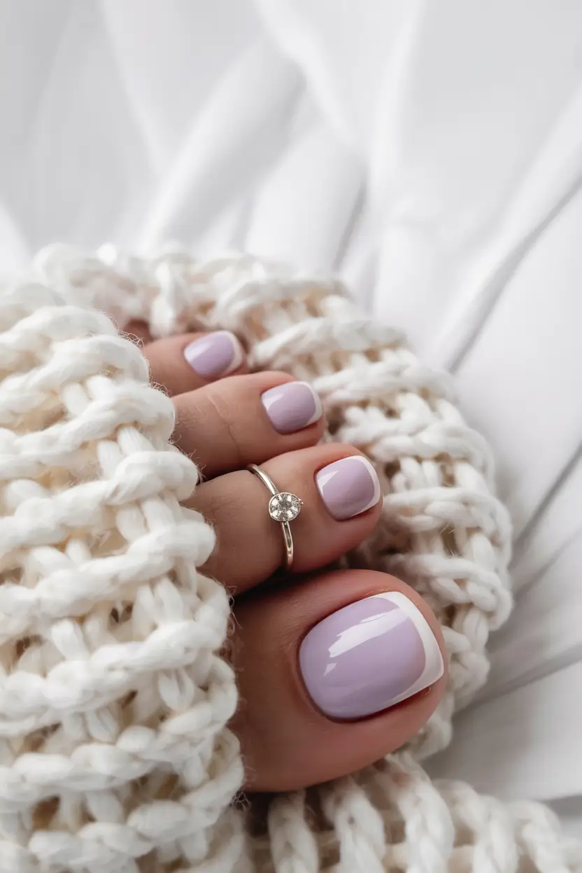 summer toe nails ideas 2025 Milky Lavender French with a Soft Edge