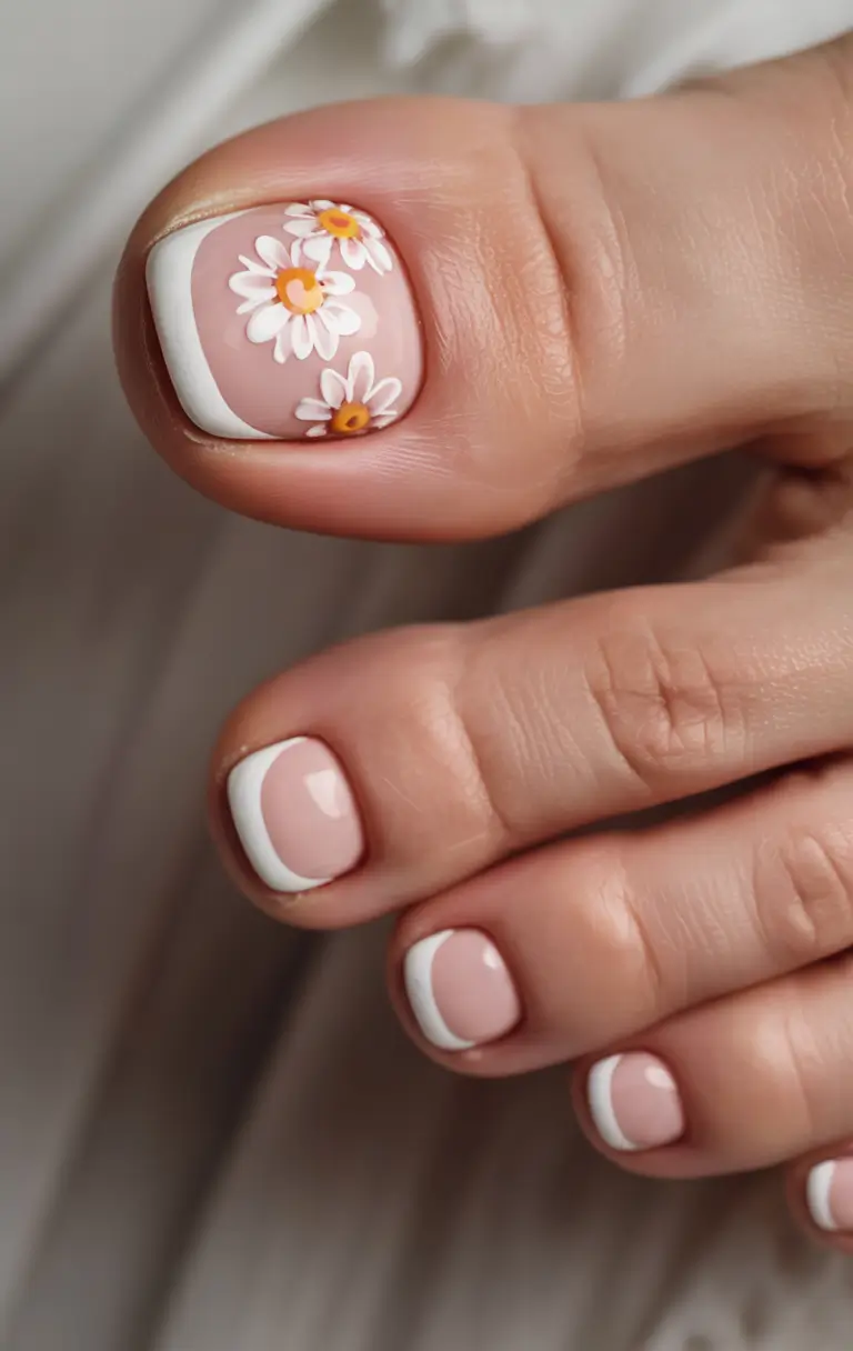 summer toe nails ideas 2025 Daisy French Dream