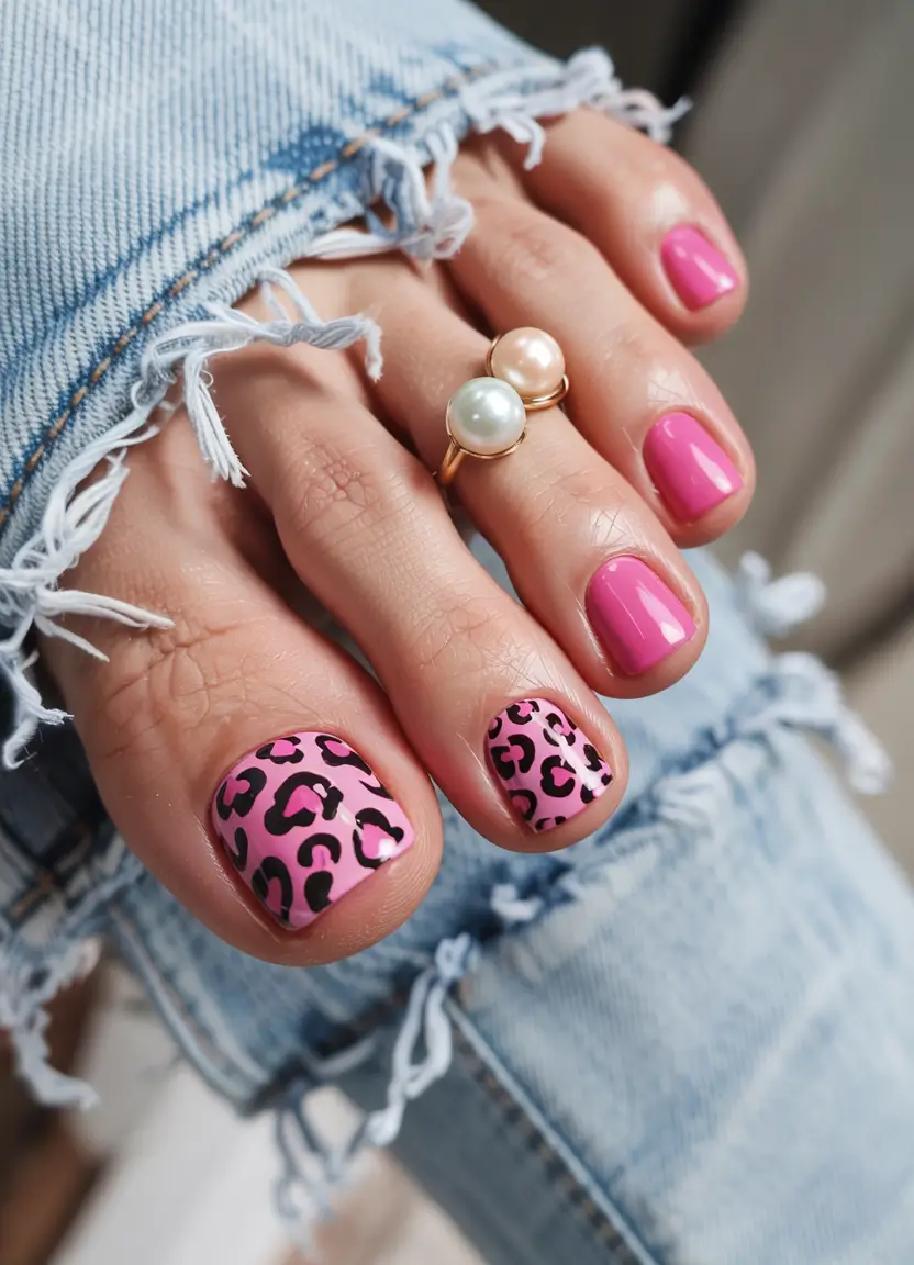 summer toe nails ideas 2025 Barbiecore Jungle Vibes