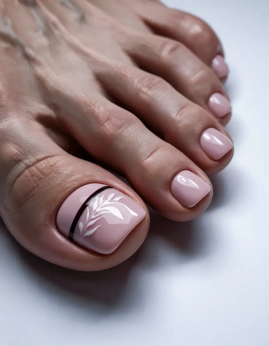 toe nail designs for summer 2025 Botanical Nude With Elegant Minimalism