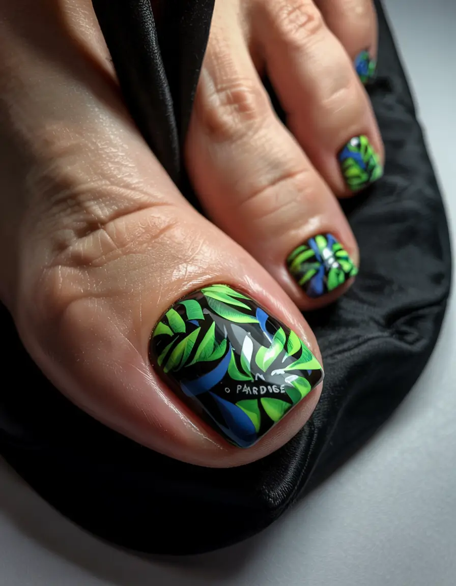 toe nail designs for summer 2025 Paradise Leaves for the Maximalist Soul