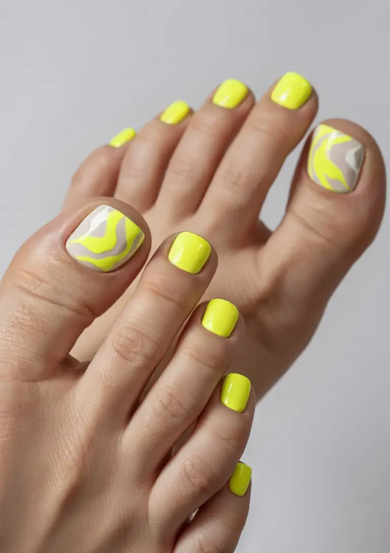toe nail designs for summer 2025 Neon Zigzag Energy