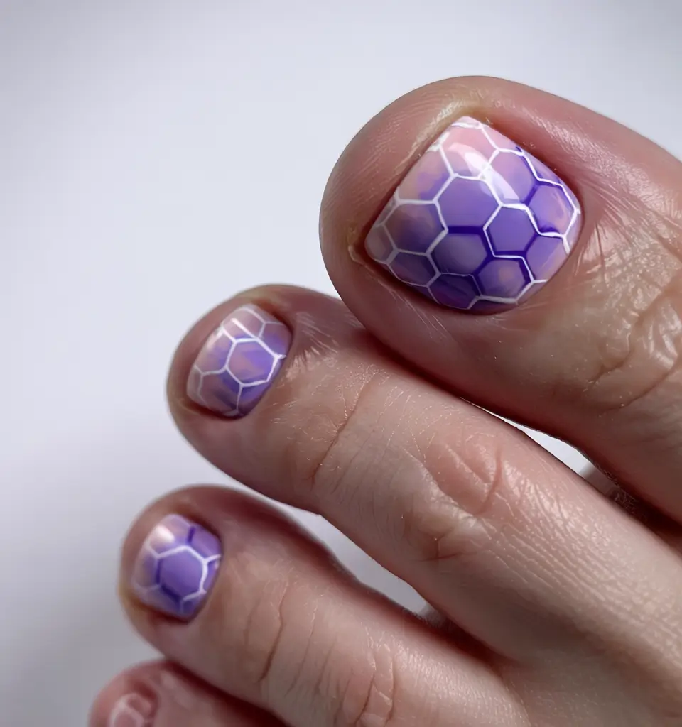 toe nail designs for summer 2025 Lavender Hexagons in a Dreamy Fade