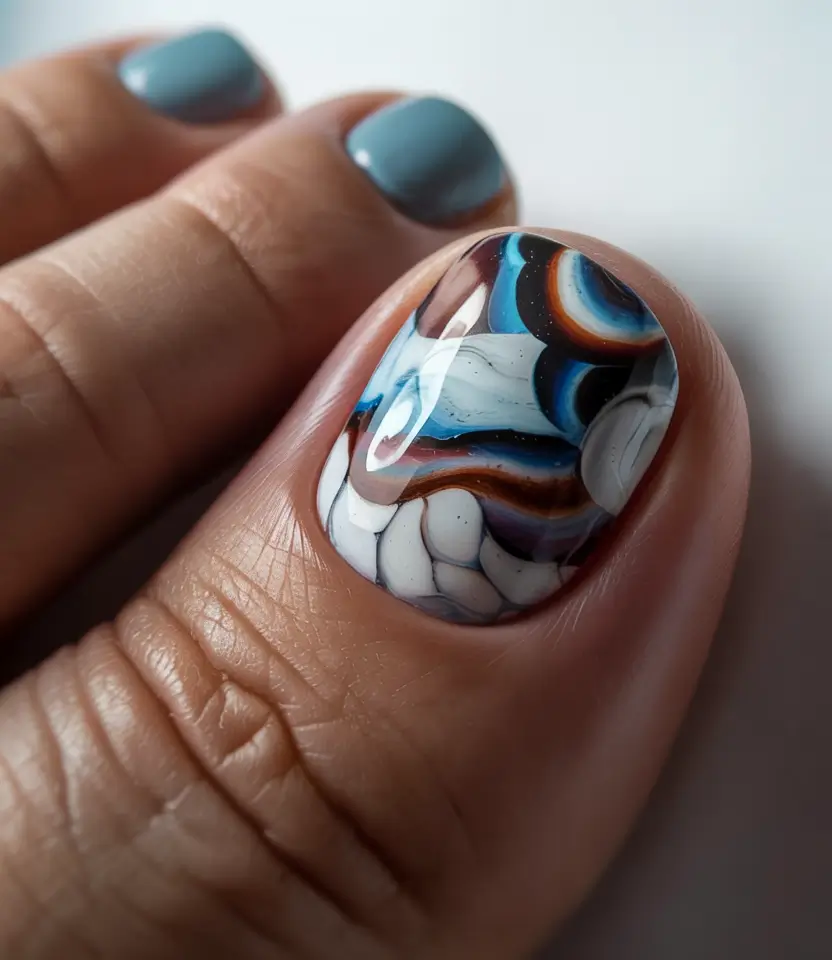 toe nail designs for summer 2025 Marble Tidepools & Stormy Neutrals