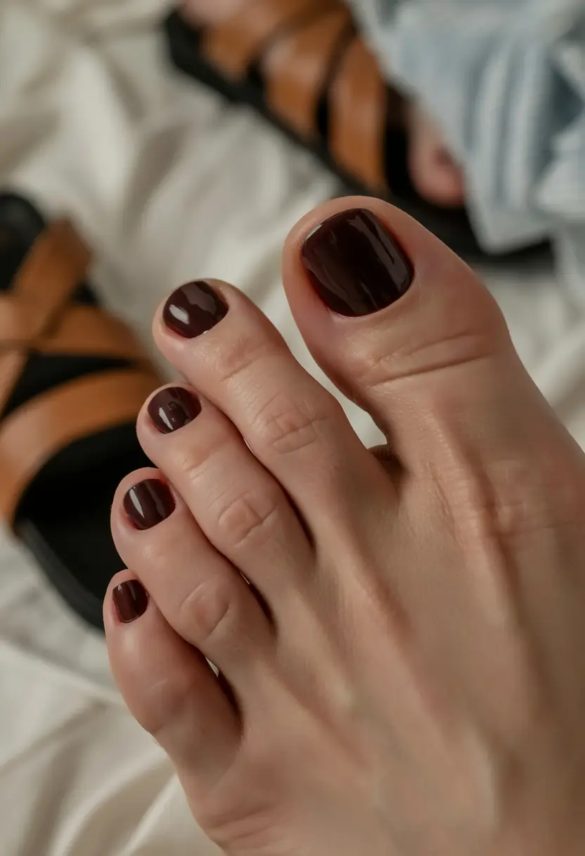 toe nail designs for summer 2025+Dark Chocolate Mood with Summer Sandals