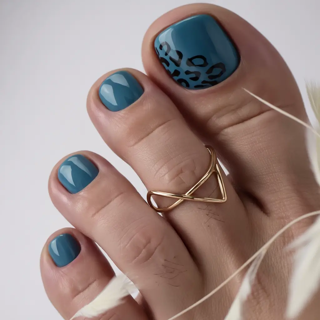 toe nail designs for summer 2025+Leopard Teal with a Hint of Sass