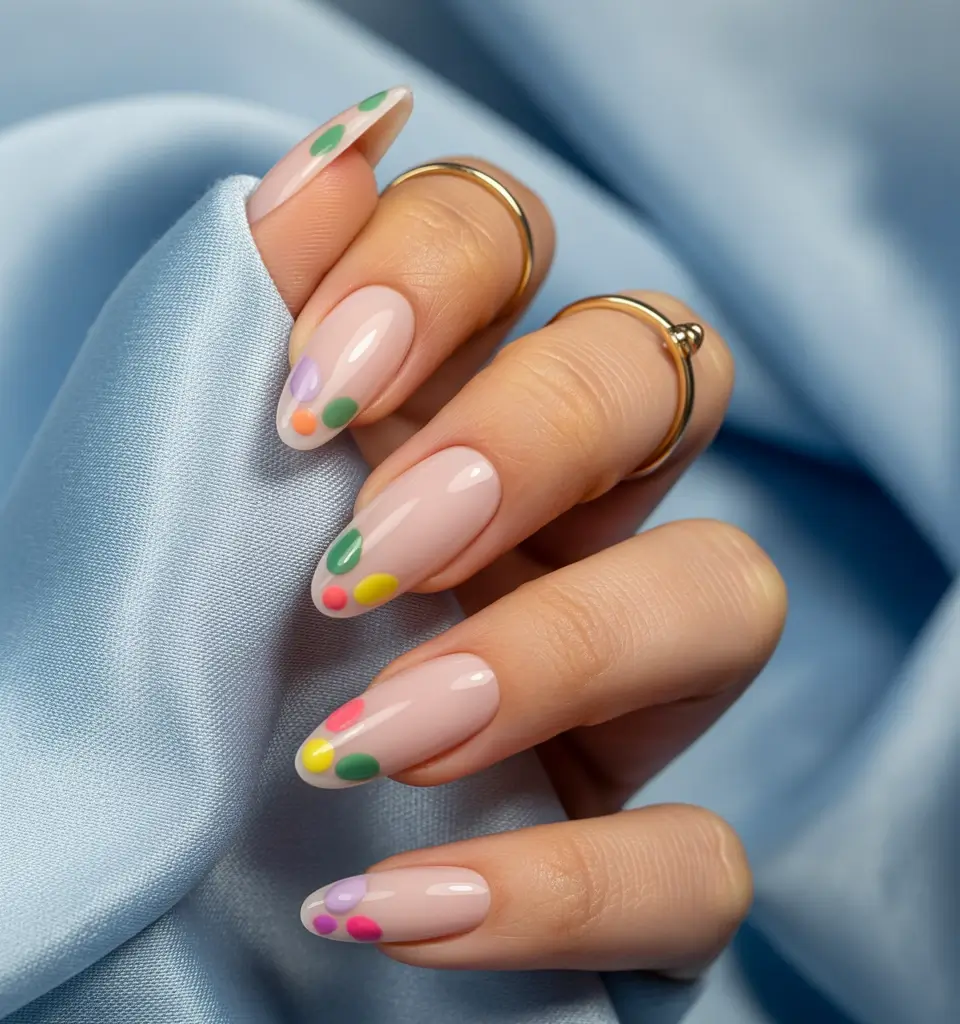 basic summer nails ideas 2025 Color Dot Party on Nude Base