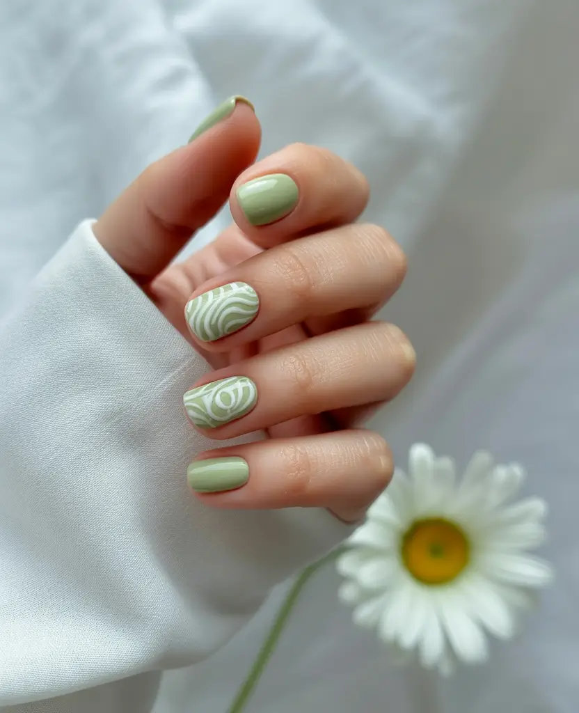 basic summer nails ideas 2025 Matcha Moods with a Twist