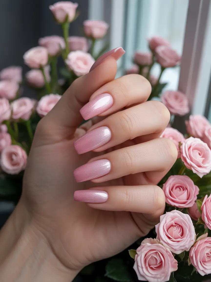 basic summer nails ideas 2025 Rose Garden Romance in Pink