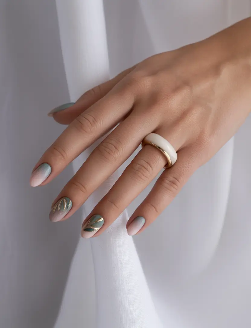 basic summer nails ideas 2025 Soft Matte with Botanical Charm