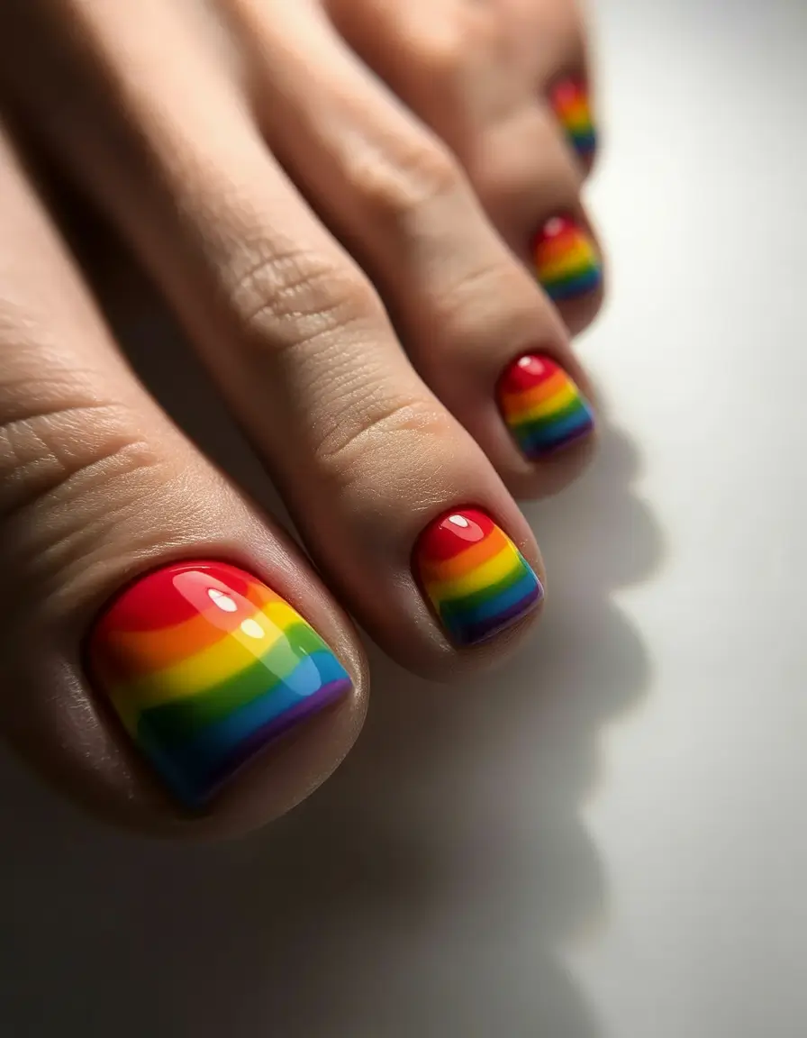 beach toe nails ideas 2025-Rainbow Pride: Colorful and Confident