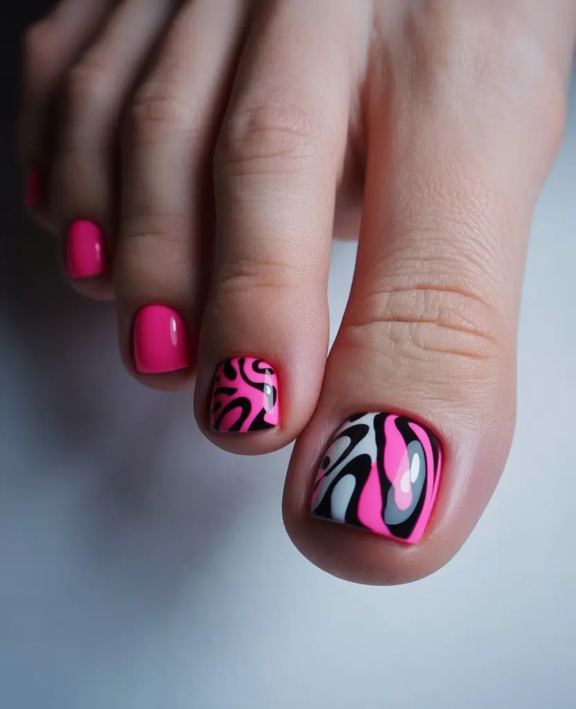 beach toe nails ideas 2025 Playful Pop Art with a Wild Streak