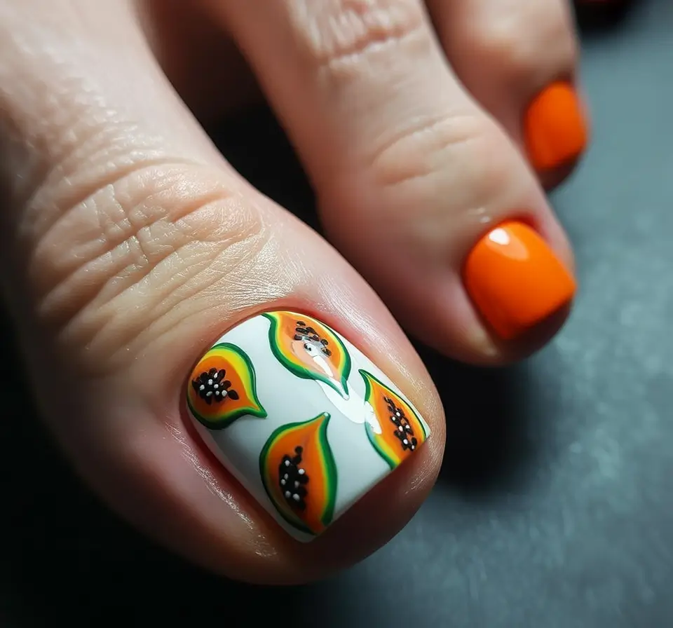 beach toe nails ideas 2025 Tropical Papaya Vibes
