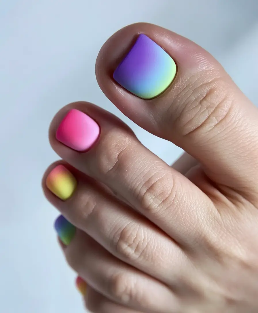 beach toe nails ideas 2025 Matte Rainbow Dreams