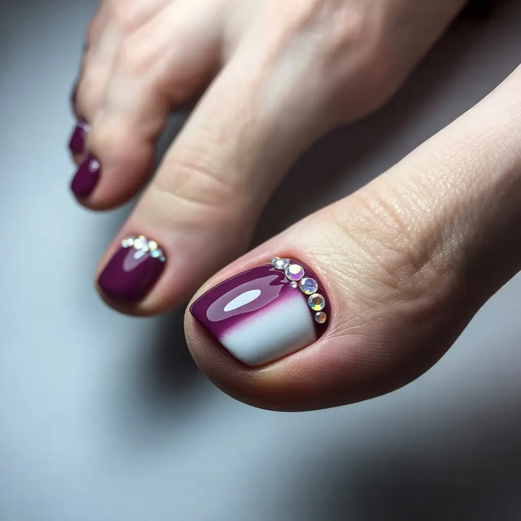 beach toe nails ideas 2025 Garnet Luxe Glam