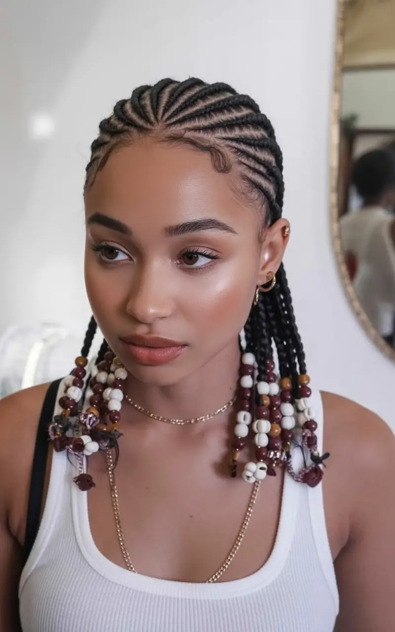 Beautiful Summer Braids for Black Women 2025 Beaded Cornrows with Bold Personality