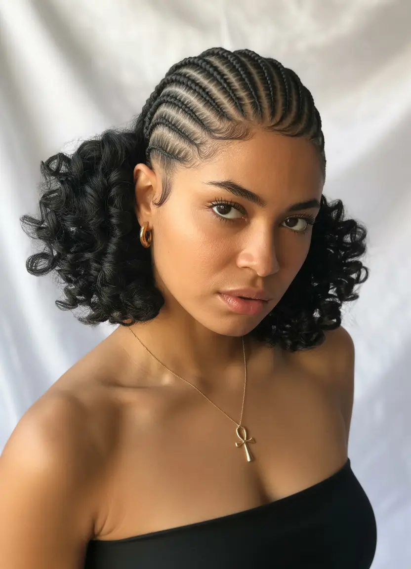 Beautiful Summer Braids for Black Women 2025 Cornrow Curls with Playful Volume